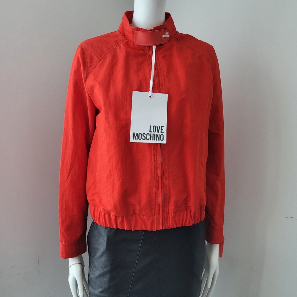 Love Moschino Red Cotton Linen Jacket Size 4